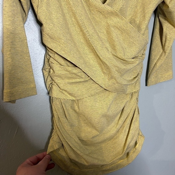 Sundance Yellow and grey striped rouched tee top - Picture 3 of 3